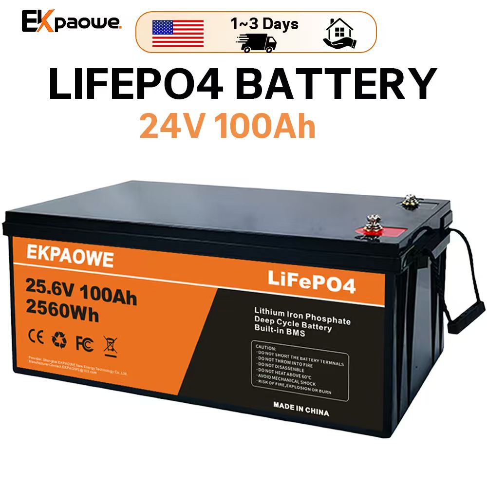 Fishing Boat Trolling Motor - Аккумулятор LiFePO4 EKPAOWE 24В 25.6В 100Ач,